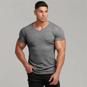 Camiseta de Gimnasio Personalizada para Hombre, Cuello en V, Algodón |   100% Algodón, Liso, Sin Marca, Ropa Deportiva y Casual - Product Image 3