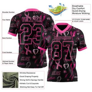 Maillot de football personnalisé, uniforme de football de qualité supérieure | Fabricant EM&ODM - Expédition gratuite - Maillot de football authentique personnalisé noir et rose - Product Image 2
