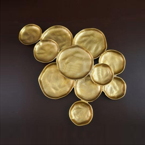 Plateau de service moderne en métal texturé doré fait main, avec plusieurs compartiments, pour décoration intérieure, haute qualité, prix de gros - Product Image 3