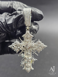 Pendentif et breloque croix chrétienne en moissanite en argent sterling 925, design croix glacée, plaqué or, plaqué rhodium, style hip-hop - Product Image 1