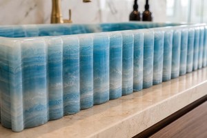 Lavabo de Baño Moderno de Resina, Mármol y Cuarzo con Acabado Pulido, Resistente al Agua, Fácil de Limpiar, Encimera de Lujo - Product Image 3