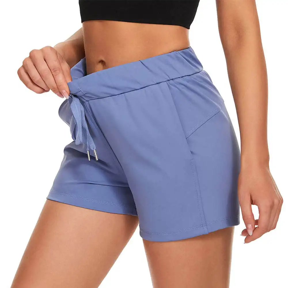 Tập thể dục thoải mái bức ảnh dành cho phụ nữ Pakistan Nhà cung cấp thương mại công bằng chứng nhận quần short thoáng khí được trang bị quần short với túi bên