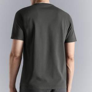 Camisetas personalizadas 100% algodón de alta calidad, estilo ringer azul liso para hombre, servicio OEM ODM, camisetas de algodón de color sólido. - Product Image 6