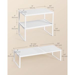 ชุดชั้นวางของโลหะแบบขยายได้ 2 ชิ้น ตู้เก็บของขนาดเล็กสำหรับจัดระเบียบเคาน์เตอร์ครัว ชั้นวางของบนโต๊ะประหยัดพื้นที่ - Product Image 5