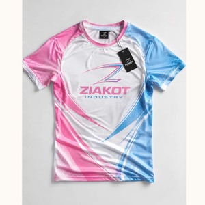 T-shirt de performance personnalisé pour l'industrie Ziakot, motif 3D abstrait rose, blanc et noir, style coupes de pinceau, vente en gros - Product Image 2