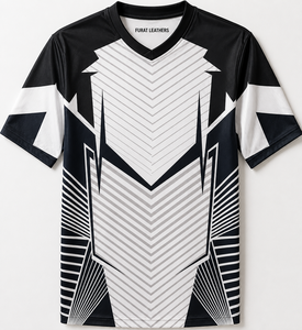 Maillot de football pour homme PURAT LEATHERS, noir et orange, col en V, manches courtes, imprimé par sublimation, polyester respirant - Product Image 2
