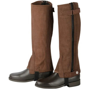 2026 Best Selling Leather Horse Riding <b>Half</b> <b>Chaps</b> Western Style Amara Equestrian <b>Half</b> <b>Chaps</b> Custom Logo - Product Image 4
