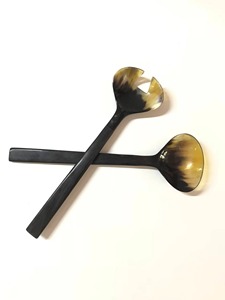 Cuillère personnalisée en corne de buffle avec manche courbé, ustensile de cuisine personnalisable avec cuillère en corne de buffle polie pour café et thé - Product Image 5