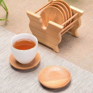 <b>Round</b> Wooden Coasters Set 300 Mm Diameter Modern Design Non Slip <b>Mats</b> & Pads - Product Image 5