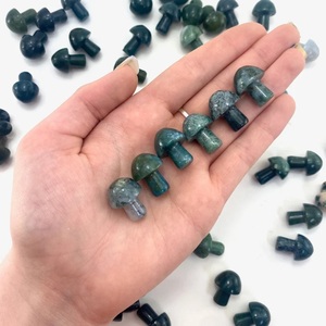 Ágata Musgosa Natural Tallada en Forma de Hongo, Ágata Dendrítica Verde, Cristal Curativo para Reiki, Decoración Feng Shui, Venta al por Mayor - Product Image 2