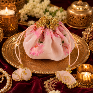 Bolso étnico Potli para mujer con bordado floral, monedero con cordón para novias, bolso de diseñador para fiestas de boda, para mujeres y niñas - Product Image 6