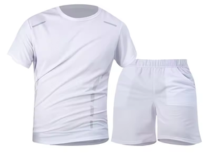 Ensemble de sport 2 pièces pour homme, streetwear d'été, imprimé uni, séchage rapide, respirant, t-shirt à manches courtes, short noir avec poches - Product Image 6