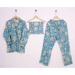 Ensembles de pyjamas floraux 100% coton pour femmes, respirants, nouveau style pour un confort ultime pour se détendre et dormir à la maison au printemps - Product Image 1