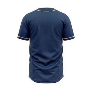 Sublimated Royal Blue Baseball Jersey Gold Piping Mesh Fabric Sports Apparel Breathable Full Button <b>Top</b> Premium Jersey - Product Image 2