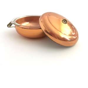 Bol de service artisanal en cuivre pur avec couvercle, ustensile de cuisine traditionnel indien en cuivre, pot à curry, vaisselle de service pour la cuisine et le restaurant - Product Image 1