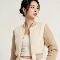 Blouson bomber décontracté élégant pour femmes, respirant, coupe-vent, léger, en tissu polyester/nylon, fermeture éclair