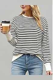 Casual Regular <b>Patchwork</b> Striped Long Sleeved Wholesale New Hot- Selling Women's T-shirt Breathable Anti-Pilling <b>Top</b> Clothing - Product Image 4