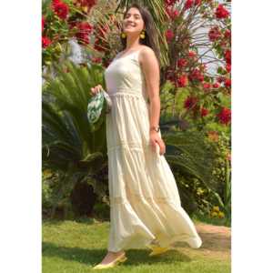 Vestido de Verano Blanco de Algodón - Transpirable con Tirantes Finos, Estilo Sencillo, Silueta Holgada, Cintura Natural, Talla XS para Ocio - Product Image 3