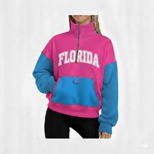 Sudadera Deportiva Personalizada para Mujer, Invierno 2026, Transpirable, Cuello Alto con Media Cremallera, Diseño de Parches, Manga Larga, Bolsillo Tipo Canguro - Product Image 6