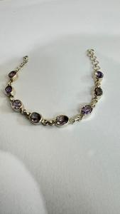 <b>Amethyst</b> 925 Silver Charm <b>Bracelet</b> Adjustable Gemstone Bezel Setting Women's February Birthstone Handmade Elegant Luxury Unique - Product Image 2