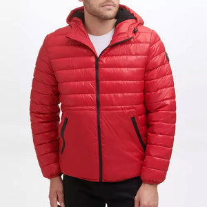Chaqueta Acolchada Roja con Capucha para Hombre, Cortavientos, Gruesa y Aislante, Abrigo de Invierno con Cuello Alto y Cierre de Cremallera, Estilo Casual - Product Image 1