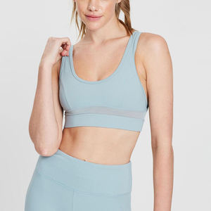 Seamless Women's Sports <b>Bra</b> Racerback Scoop Neck Medium Support Yoga Fitness Top Light <b>Blue</b> - Product Image 3