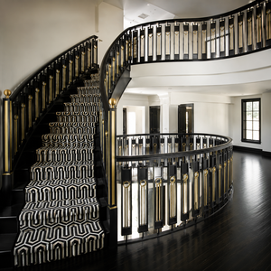 Modern Black Gold Stair <b>Railing</b> Curved Metal Balustrade Luxury Interior Handrail Design for Villa Home Hotel - Product Image 3