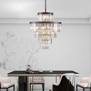 Lampadario di cristallo moderno di lusso nero 23.6 pollici lampada a sospensione per sala da pranzo camera da letto soggiorno - Product Image 2