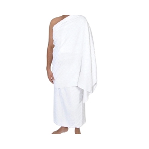 Ensemble de 2 pièces en coton 100% pour hommes, Ihram pour le Hajj, de haute qualité, respirant, vêtements musulmans traditionnels, couleur unie, personnalisable - Product Image 3
