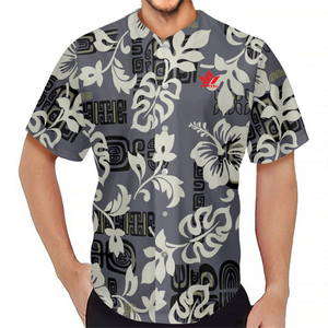 Maillot de baseball sublimé bleu marine pour homme avec motif floral, manches courtes, boutons sur le devant, respirant, vêtements de sport d'été - Product Image 3