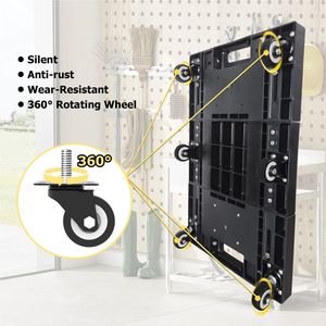 Portable Heavy Duty Folding Hand Truck 330lbs Capacity 6-Wheel Collapsible Luggage <b>Cart</b> 1 Elastic Ropes Compact <b>Trolley</b> for Easy - Product Image 4