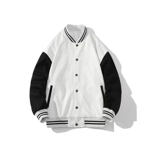 Wholesale Customized High Quality OEM ODM Service Leather Sleeve Cropped <b>Jacket</b> Chain Embroidery Vintage Varsity <b>Jacket</b> for Men - Product Image 2