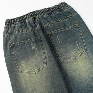 ARZINEN INDUSTRY Jean en denim ample à jambe large pour homme, taille mi-haute, délavage neige, vintage, 100% coton, tissé uni, coupe-vent et imperméable - Product Image 5