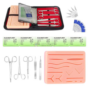 Complete Suture Practice <b>Kit</b> Veterinary Students Premium Silicone Suturing Pad Pre-Cut Wounds Threads <b>School</b> Medic Instruments - Product Image 1