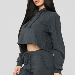 Sudadera con Capucha Corta Personalizada para Mujer, Estilo Casual, de Algodón y Felpa, para Uso Diario, MOQ Bajo - Product Image 3