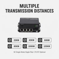 Konverter Media Fiber Ethernet 10/100M 1 SC Optik 4 Port RJ45 dengan Isolasi VLAN untuk Jaringan IP CCTV 20km