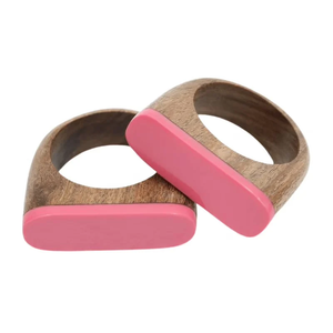 Royal Craft For luxury Wedding table Decoration Accessories Handmade Mixing Material Wood & Resin Napkin <b>Ring</b> Set At Good Price - Product Image 6