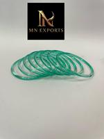 MN EXPORTS Ensemble de bracelets en verre soufflé pour femme, classique, vert transparent, serti de pierres, plaqué argent, bijoux, bracelets tendance