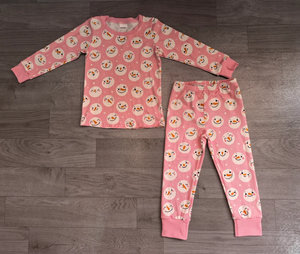 Ensemble pyjama à manches longues pour filles, motif bonhomme de neige rose, pantalon en coton confortable - Product Image 2