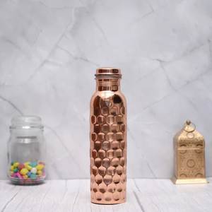 Bouteille d'eau en cuivre pur 100% écologique faite à la main avec couvercle, design classique réutilisable, portable pour les voyages, le bureau et l'école - Product Image 6