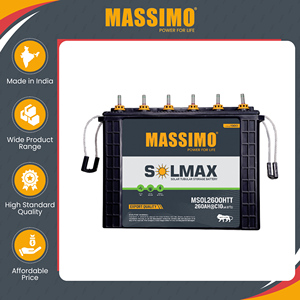 ISO Certified Lead Acid Power <b>Storage</b> MASSIMO 260Ah 12V <b>Tall</b> Tubular Battery for Inverter, Solar and Home Applications Use - Product Image 2