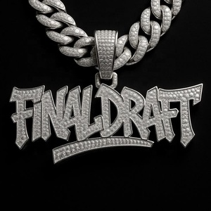 Collier chaîne cubaine en argent 925 plaqué or 14 carats pour homme avec pendentif lettre A en moissanite, style hip-hop, pour usage quotidien - Product Image 3