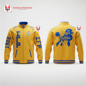 แจ็คเก็ตปักลายมินิมอลสไตล์เมือง Urban Style Sigma Gamma Rho |   เสื้อแจ็คเก็ตแฟชั่นสไตล์วินเทจ SGRho Sorority Greek Crest สำหรับนักแข่ง - Product Image 2