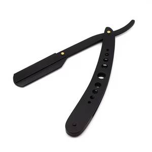 Black Straight <b>Razor</b> With Plastic Handle Stainless Steel <b>Blade</b> For Men Barber Shop Use <b>Single</b> <b>Blade</b> Shaving Tool - Product Image 4