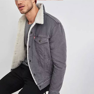 Econex Sports Men's Black Denim <b>Jacket</b> Fleece Lining Button Front Casual Autumn Wear Slim Fit Stonewashed Animal Print - Product Image 2