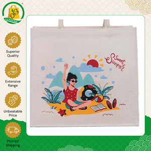 Sac fourre-tout personnalisé écologique |   Sacs en toile de jute avec impression d'image de paysage et poignée tressée, provenant d'un fournisseur indien - Product Image 4