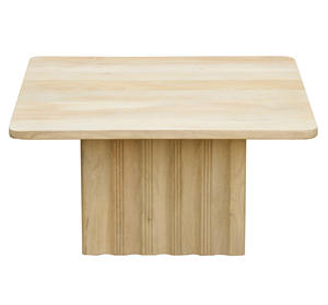 Mesa de Centro Moderna de Lujo, Fabricada en Madera de Mango Sólida, con Base Cuadrada Escalonada y Acabado Natural - Product Image 2
