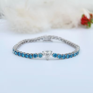 Heart Cut Moissanite Diamond Gold Plated Tennis <b>Bracelet</b> Luxury Engagement Wedding Party & Anniversary Gift for Bride Be Unisex - Product Image 1