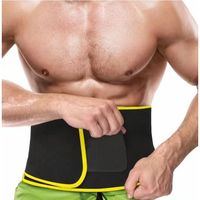 Faja Reductora de Cintura Ancha Negra y Amarilla de Neopreno/Nylon con Cierre de Gancho y Bucle para Hombre, Cinturón de Soporte para Fitness