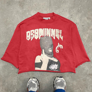 Ropa de calle personalizada para hombre, camisetas con dobladillo crudo desteñido al sol lavado con ácido Vintage de algodón pesado, Camiseta con estampado gráfico, camiseta recortada de ajuste cuadrado - Product Image 1